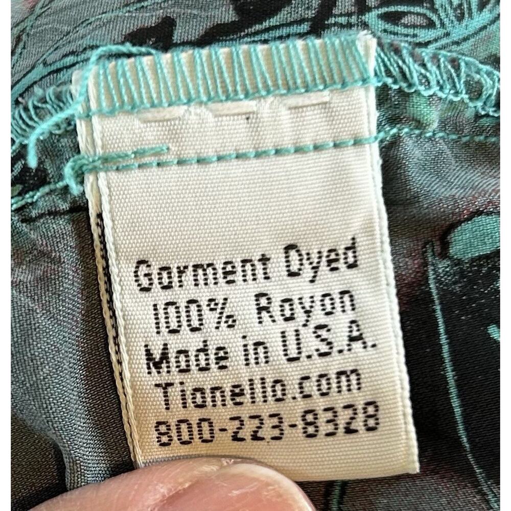 Vintage Tianello Blouse Womens XL Multicolor Oriental Print Rayon Wrap Style Top - Picture 6 of 6